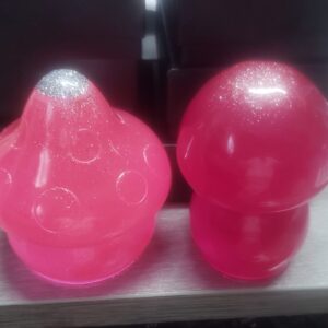 Mushroom Nightlights Pink Resin Mushroom Night lights with glitter. with LED Bases