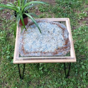 Blue Calcite Resin Side Table  16x14