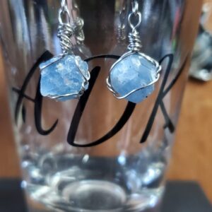 Adirondack Blue Calcite Wire Wrapped Dangle Earrings