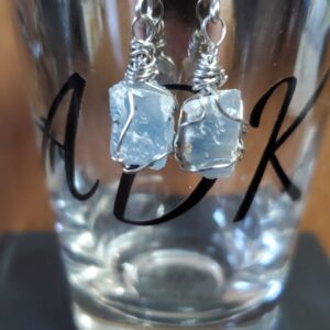 Adirondack Blue Calcite Wire Wrapped Dangle Earrings