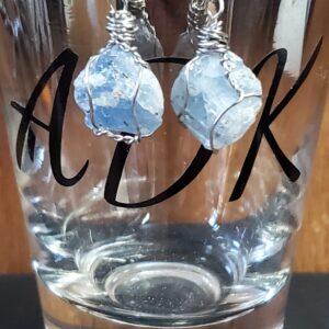 Adirondack Blue Calcite Wire Wrapped Dangle Earrings